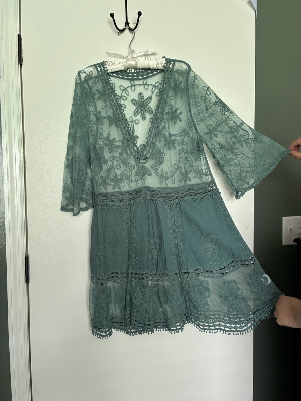 Lacey Sage Green Sheer Cover Up